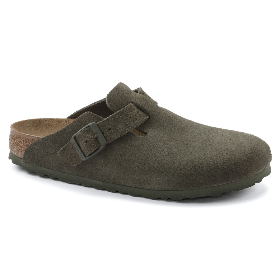 Women * | Special Offers Boston Thyme Suede Leather Narrow Width Hard Footbed