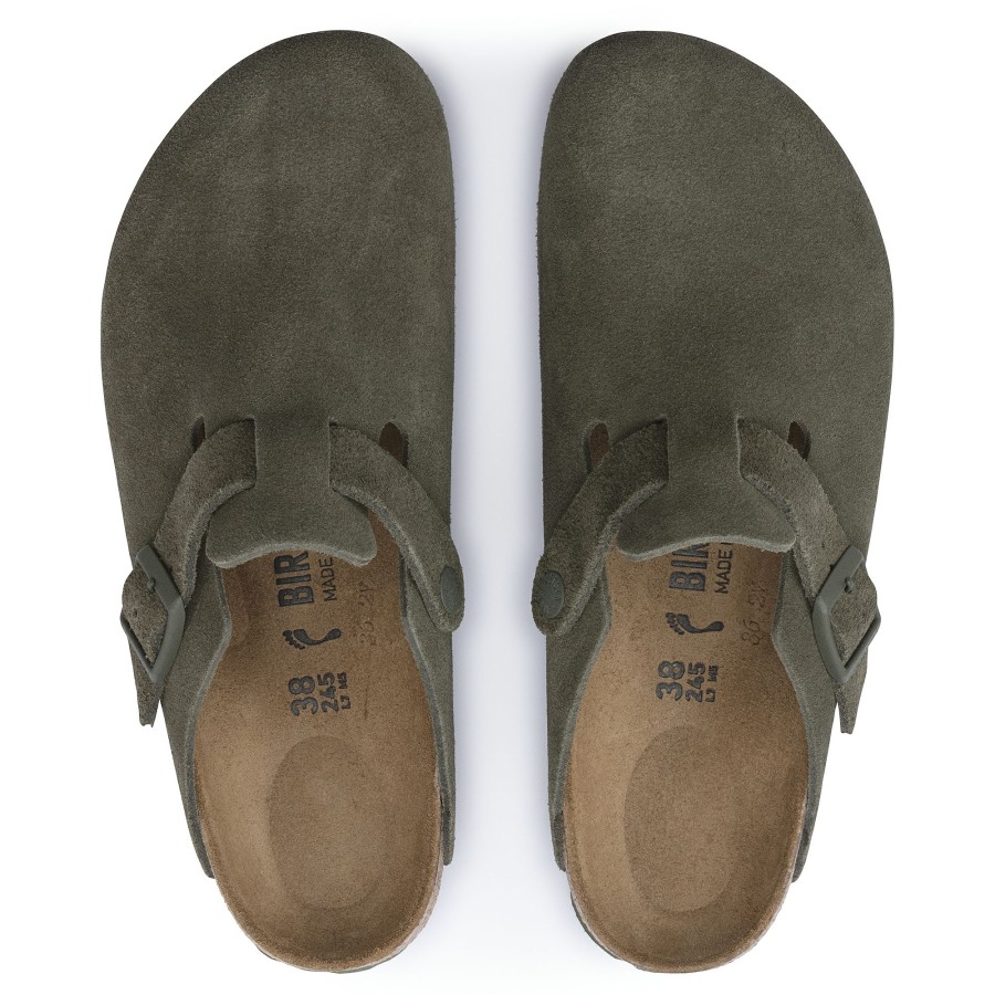 Women * | Special Offers Boston Thyme Suede Leather Narrow Width Hard Footbed