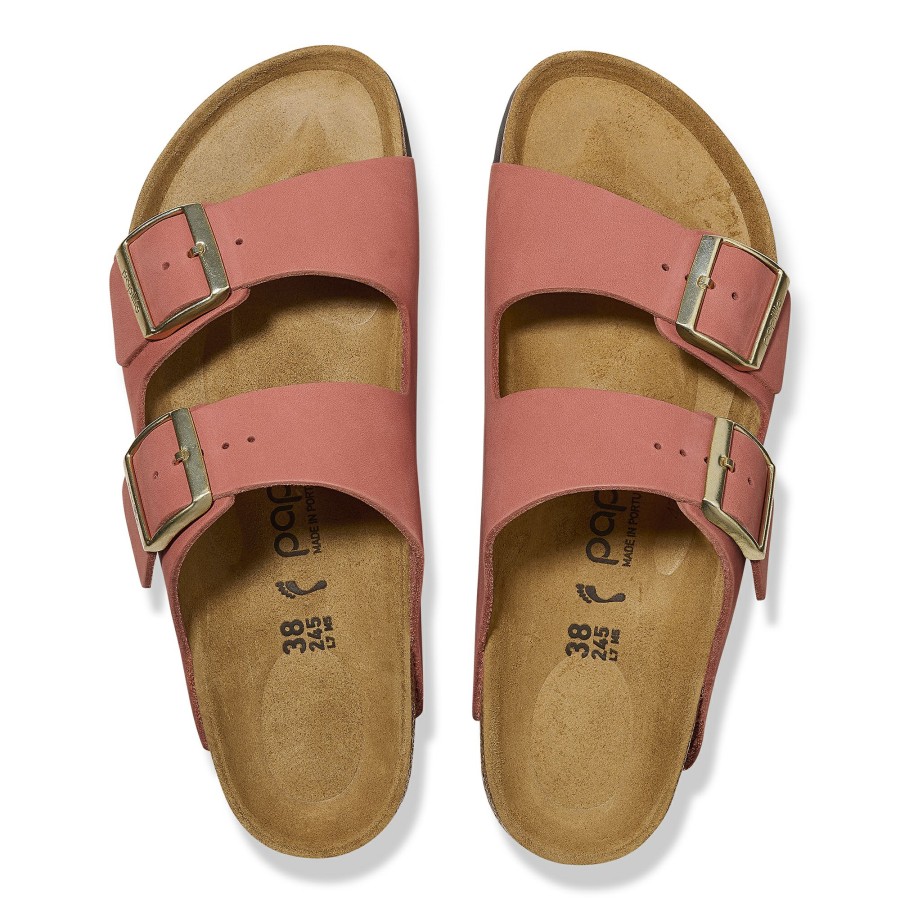 Women * | Top Selling Arizona Platform Mars Red Nubuck Leather Narrow Width Hard Footbed