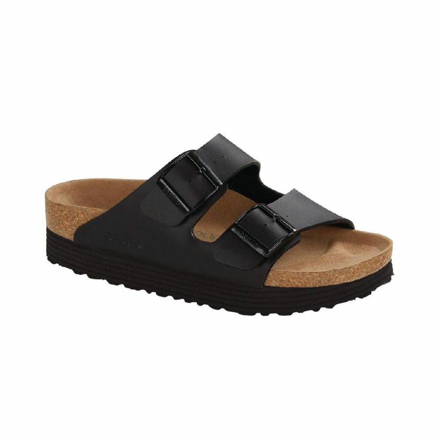 Women * | Promotion Arizona Platform Vegan Black Narrow Width Hard Footbed