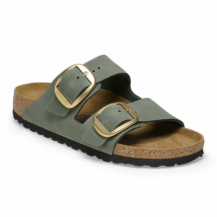 Women * | Best Choice Arizona Big Buckle Thyme Nubuck Leather Narrow Width Hard Footbed