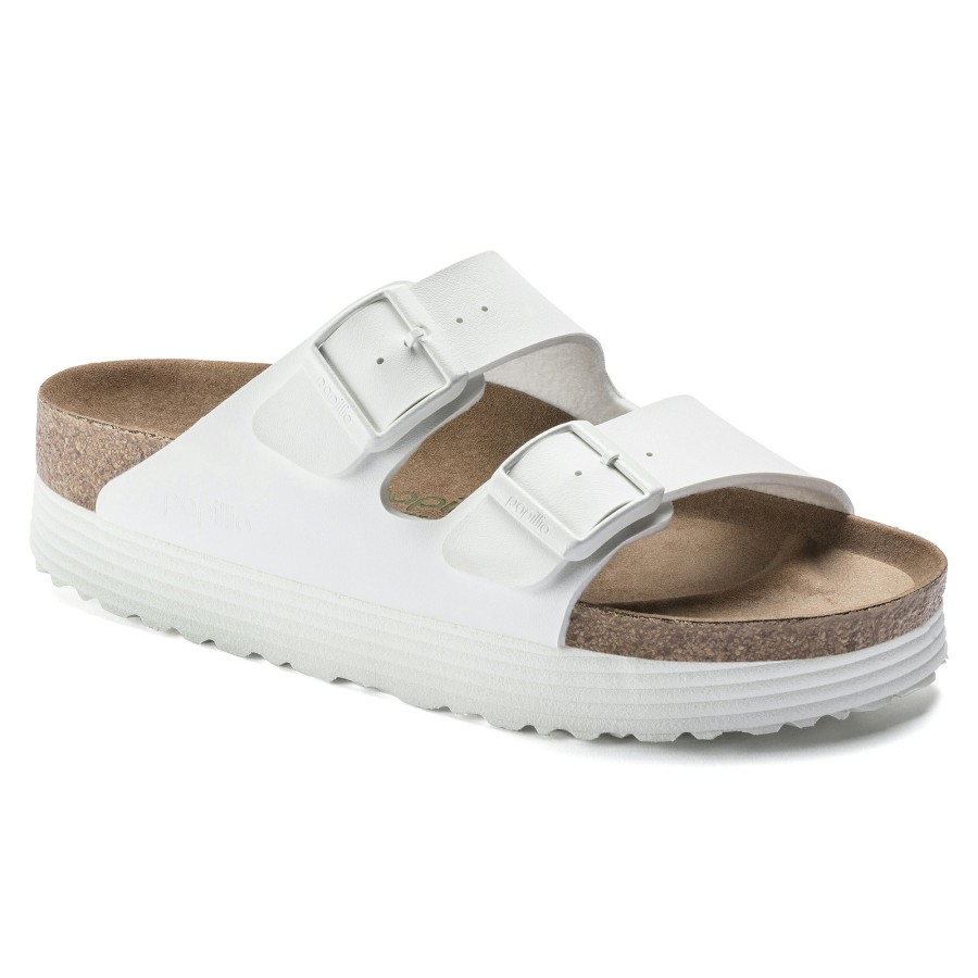 Women * | Outlet Sale Arizona Vegan Platform White Groove Narrow Width