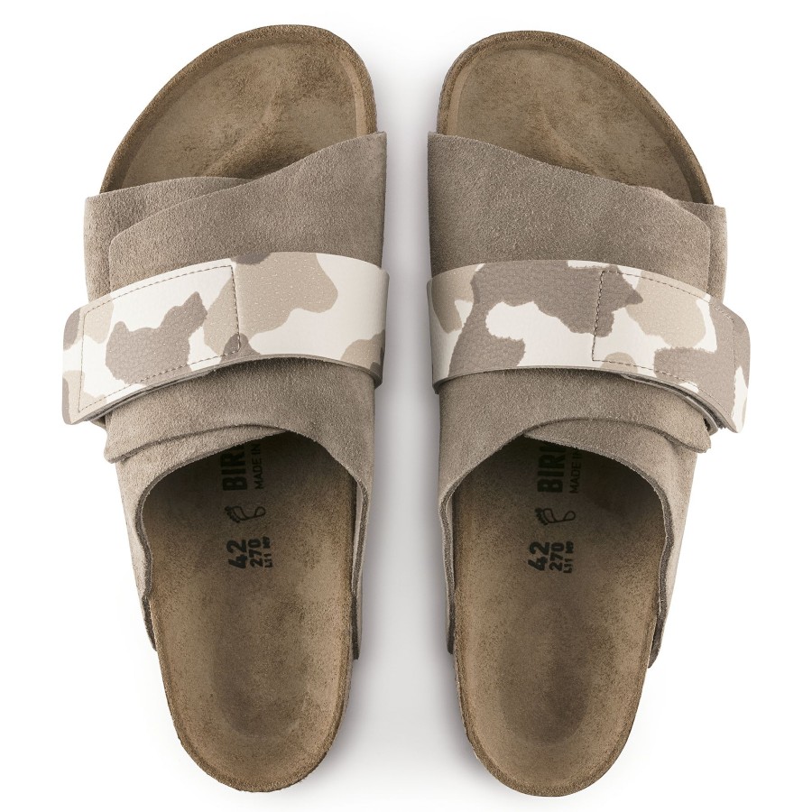 Women * | Cheaper Kyoto Taupe Grey Camo Suede Leather Narrow Width Hard Footbed