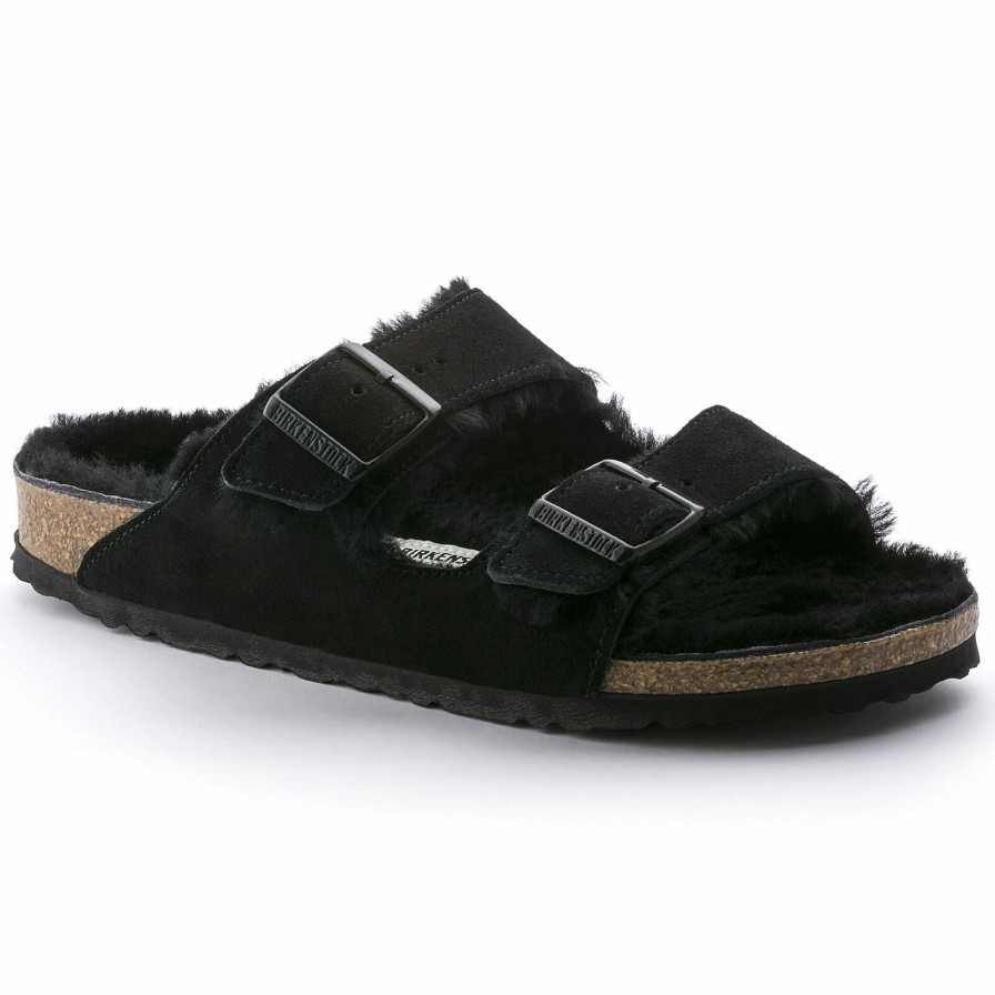 Women * | Clearance Arizona Shearling Black Suede Regular Width