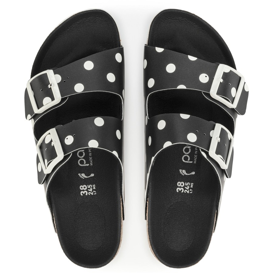 Women * | Discounts Arizona Platform Black White Dots Birko-Flor Narrow Width Hard Footbed