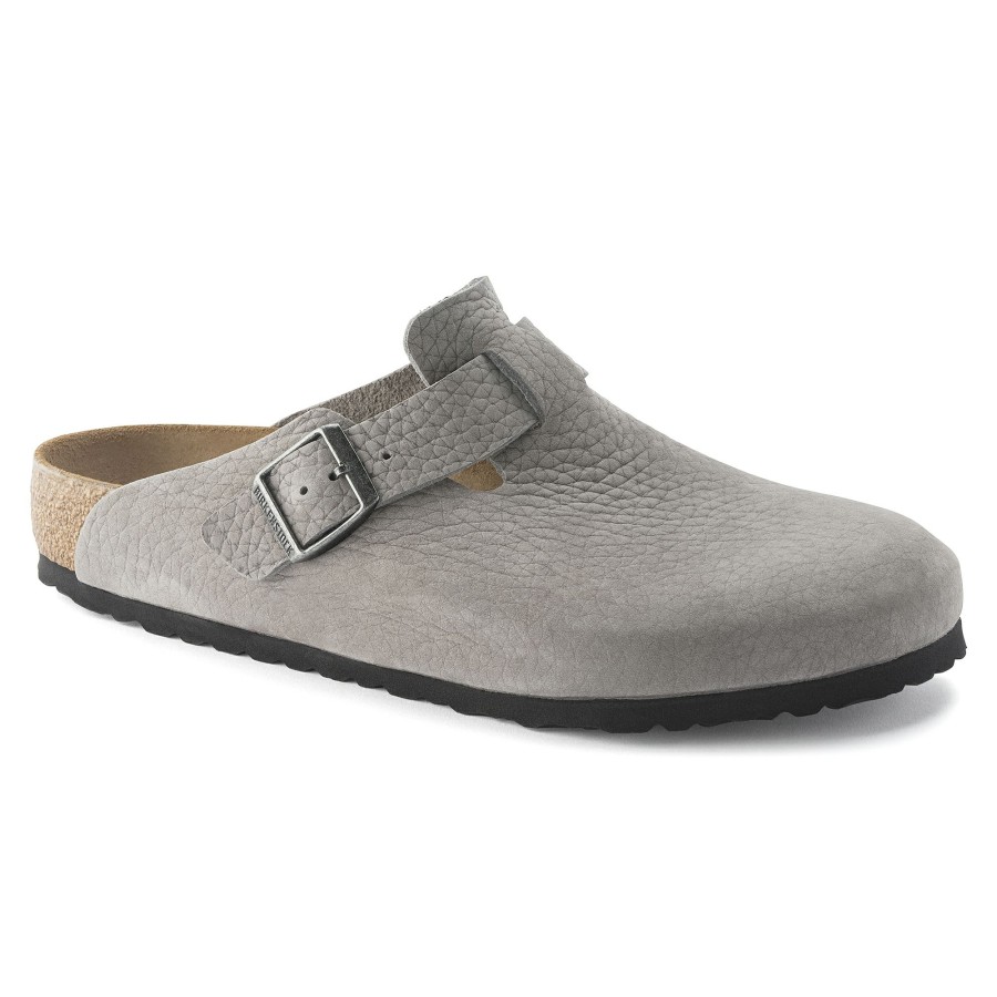 Men * | Hot Selling Boston Whale Grey Nubuck Leather Regular Width Hard Footbed