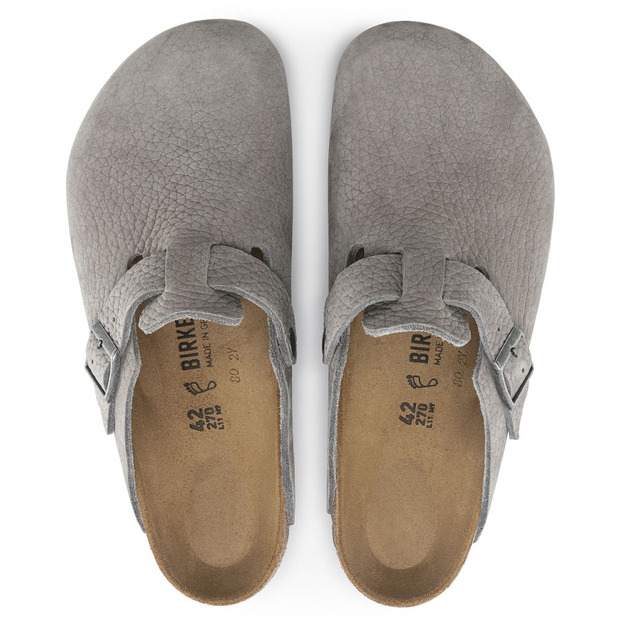 Men * | Hot Selling Boston Whale Grey Nubuck Leather Regular Width Hard Footbed