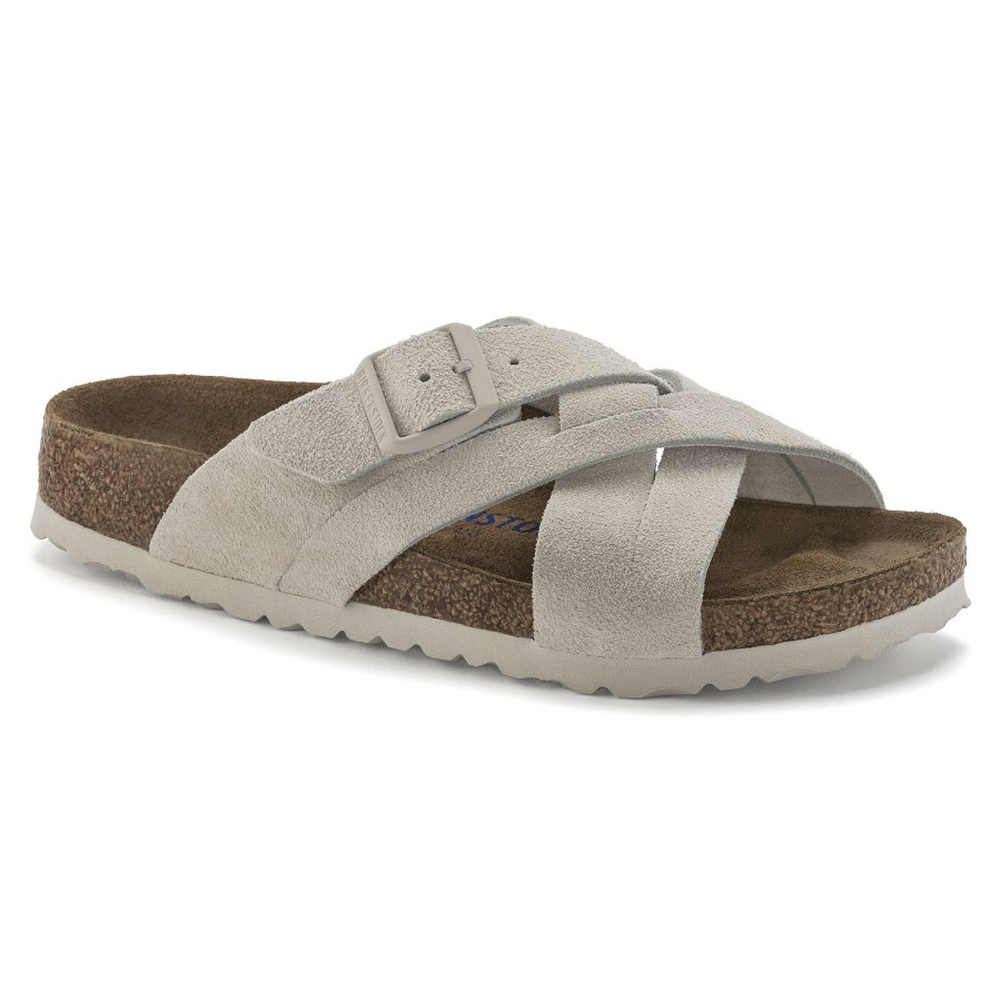 Women * | Featured Lugano Antique White Suede Leather Narrow Width Soft Footbed