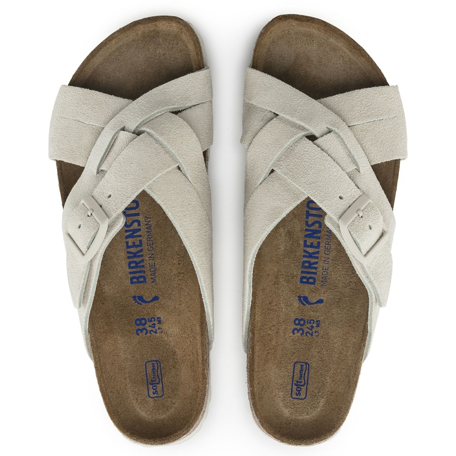 Women * | Featured Lugano Antique White Suede Leather Narrow Width Soft Footbed