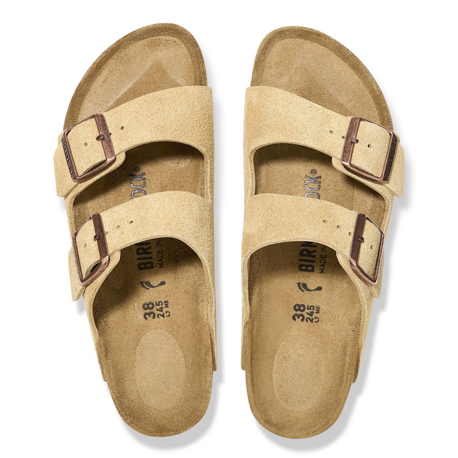 Men * | Featured Arizona Latte Cream Suede Leather Regular Width Hard Footbed