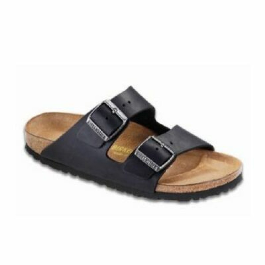 Women * | Bestsellers Arizona Black Oiled Leather Regular Width Hard Footbed